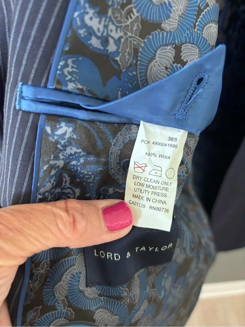 TALLIA for Lord and Taylor Navy Pinstripe Sport Coat with Notch Lapel
